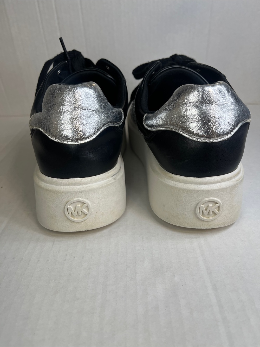 Michael Kors Black and Silver Crystal-Embellished Platform Sneakers - Picture 6 of 13